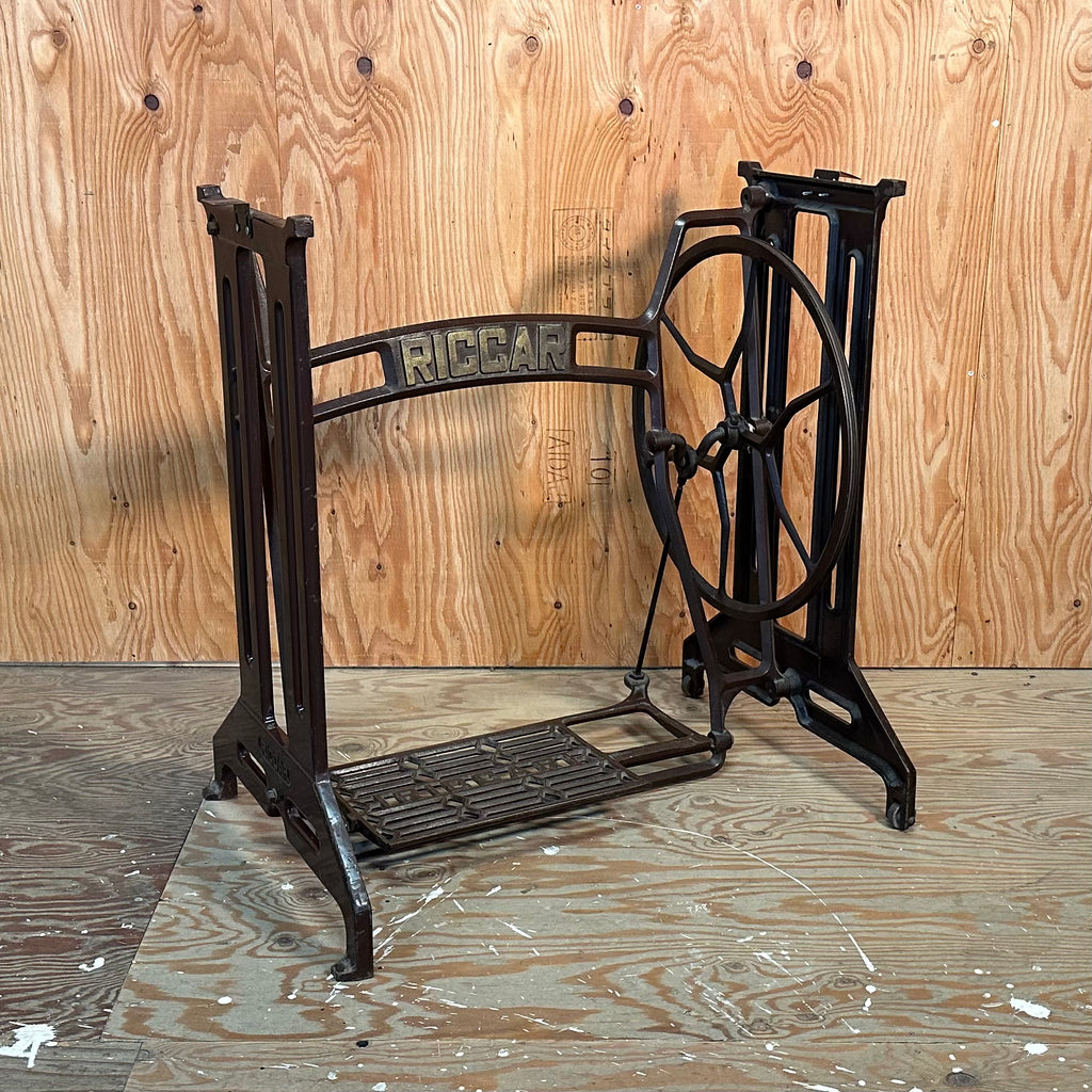 RICCAR” Antique Sewing Machine Treadle Table Cast Iron Stand Legs