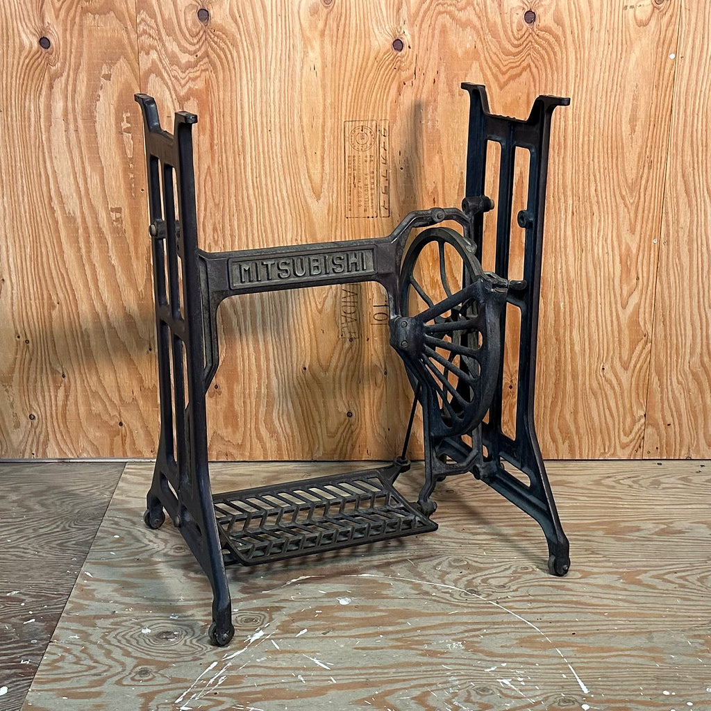MITSUBISHI” Antique Sewing Machine Treadle Table Cast Iron Stand 