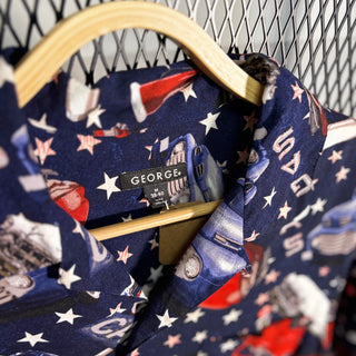 GEORGE US American Car  アロハ 半袖シャツ Official Short Sleeve Shirt American ［ NAVY ］