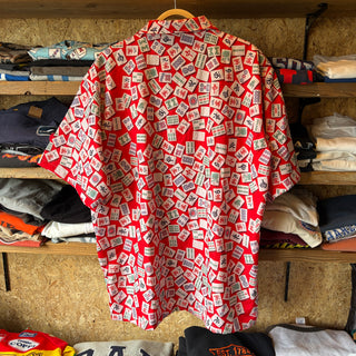 麻雀牌総柄 ギャンブラー アロハシャツ Aloha shirt RED