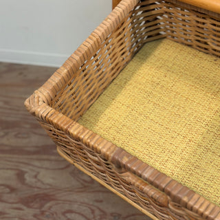 Vintage Rattan 3 Drawers Chest with Cutout Handles ヴィンテージ ラタン 3段 チェスト ランドリーチェスト