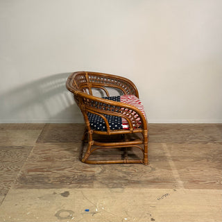 NUW®︎ Original Rattan & Bamboo couch with American flag cushion ラタン ソファー　アメリカ国旗 クッション