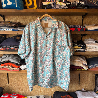 麻雀牌総柄 ギャンブラー アロハシャツ Aloha shirt BLUE