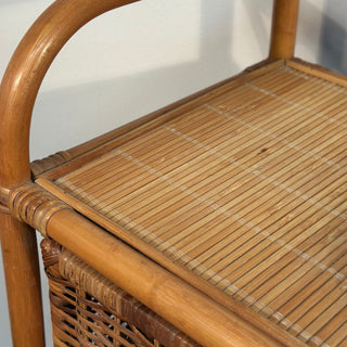 Vintage Rattan 3 Drawers Chest with Cutout Handles ヴィンテージ ラタン 3段 チェスト ランドリーチェスト