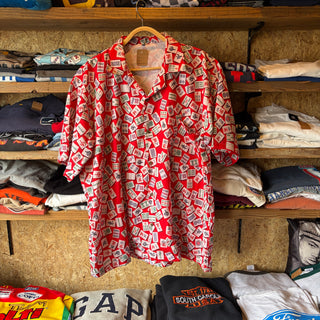 麻雀牌総柄 ギャンブラー アロハシャツ Aloha shirt RED