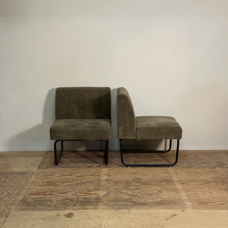 Olive green corduroy sofa set of 2 オリーブ コーデュロイソファ ペア