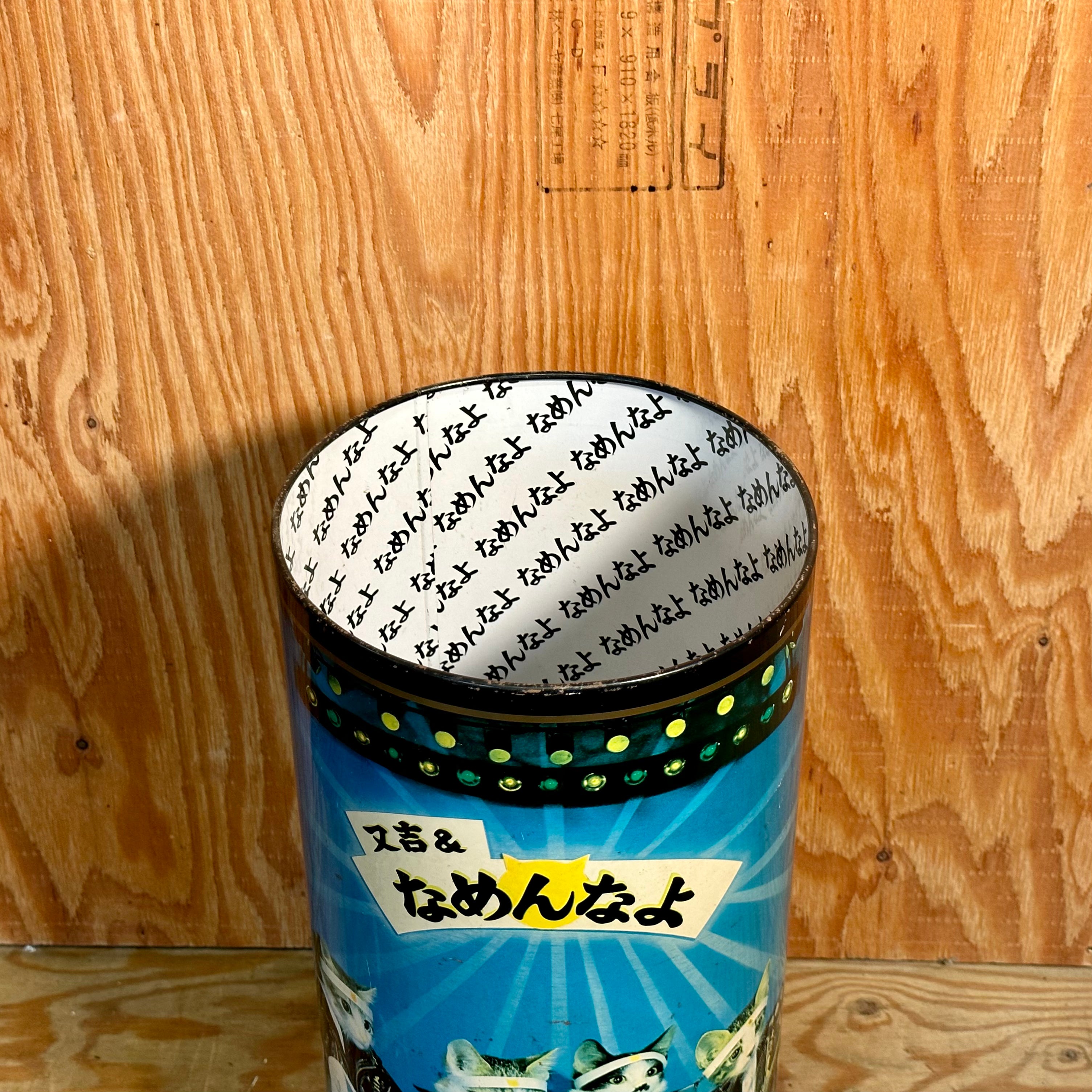なめ猫 スチール缶 ゴミ箱 昭和レトロ 全日本暴猫連合 なめんな なめ猫 スチール缶 ゴミ箱 昭和レトロ 全日本暴猫連合 なめんな