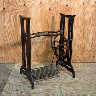 BROTHER” Antique Sewing Machine Treadle Table Cast Iron Stand Legs